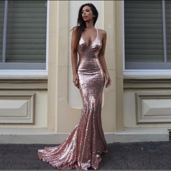 Boutique Dresses & Skirts - Rose Gold Maxi Dress NWOT